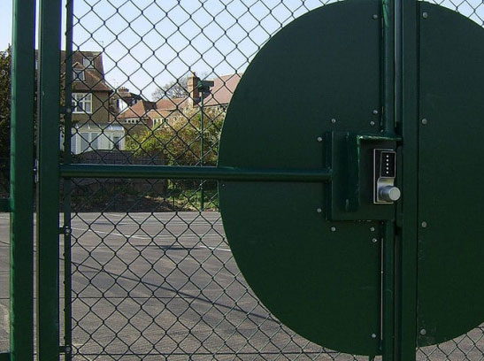 Tennis court chain link fence